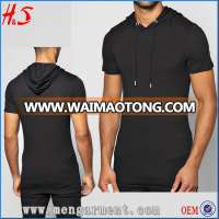 Muscle Fit Hooded T Shirt China Manufacturer Wholesale Black Blank T-Shirts